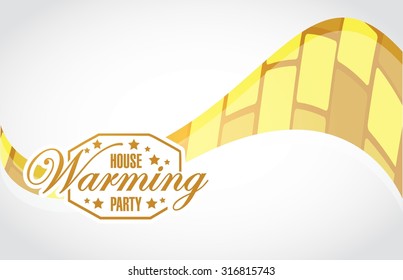 House Warming Party Gold Wave Background Sign Illustration Design Graphic