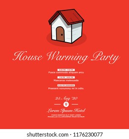 House Warming Party Invitation With Date Time Details And Simple House Vector Illustration 