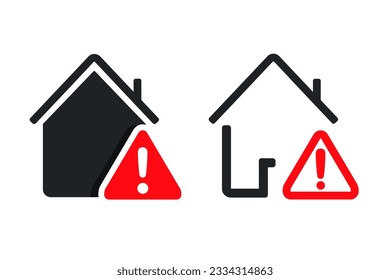 Icono de advertencia de la casa. Vector de ilustración