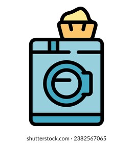 House wash machine icon outline vector. Home service. Cleaning work color flat