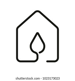 house with water drop icon. line style