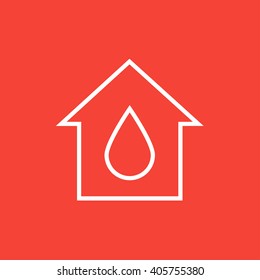 Casa con icono de línea de gota de agua.