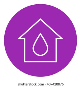 Casa con icono de línea de gota de agua.