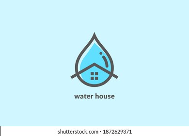 House And Water Drop Logo For Plumber, Home Service