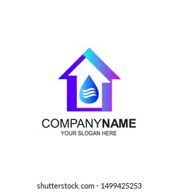 house with water drop logo, symbol template