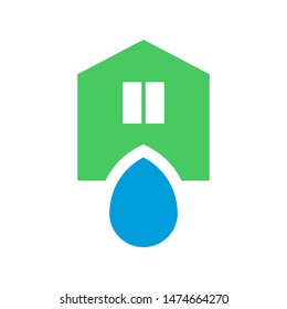 House with water drop logo template vector home plumbing icon design