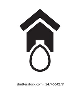 House with water drop logo template vector home plumbing icon design