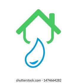 House with water drop logo template vector home plumbing icon design