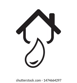 House with water drop logo template vector home plumbing icon design