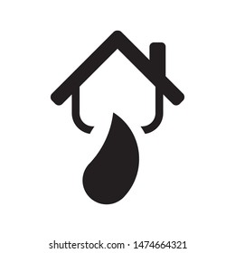 House with water drop logo template vector home plumbing icon design