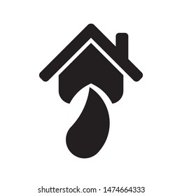 House with water drop logo template vector home plumbing icon design