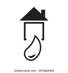 House with water drop logo template vector home plumbing icon design