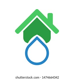 House with water drop logo template vector home plumbing icon design