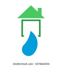 House with water drop logo template vector home plumbing icon design