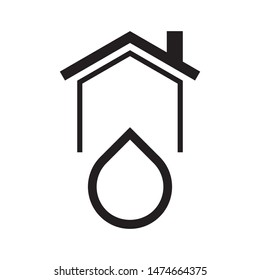 House with water drop logo template vector home plumbing icon design
