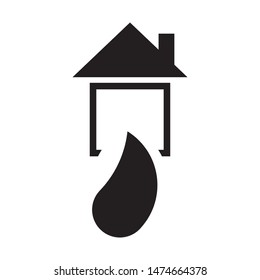 House with water drop logo template vector home plumbing icon design