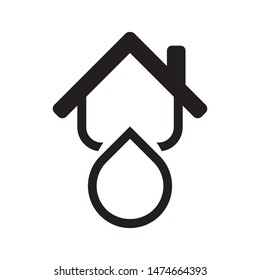 House with water drop logo template vector home plumbing icon design