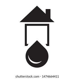 House with water drop logo template vector home plumbing icon design