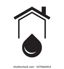 House with water drop logo template vector home plumbing icon design