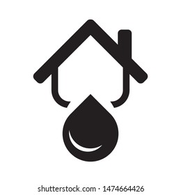 House with water drop logo template vector home plumbing icon design