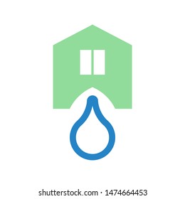 House with water drop logo template vector home plumbing icon design