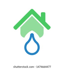 House with water drop logo template vector home plumbing icon design