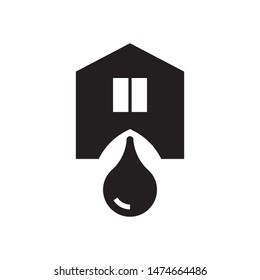 House with water drop logo template vector home plumbing icon design