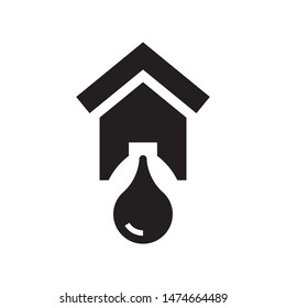 House with water drop logo template vector home plumbing icon design