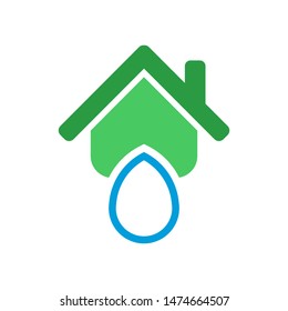 House with water drop logo template vector home plumbing icon design