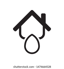 House with water drop logo template vector home plumbing icon design