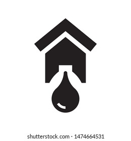 House with water drop logo template vector home plumbing icon design