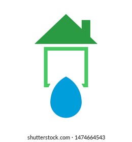 House with water drop logo template vector home plumbing icon design