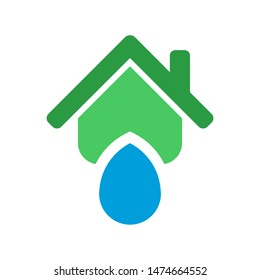 House with water drop logo template vector home plumbing icon design
