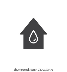 House with water drop vector icon. filled flat sign for mobile concept and web design. Home Plumbing glyph icon. Symbol, logo illustration. Vector graphics