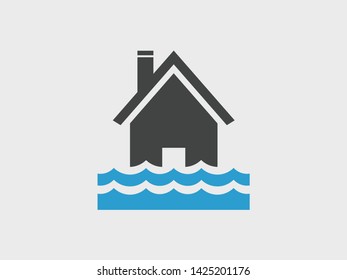 House water flood, icon vector