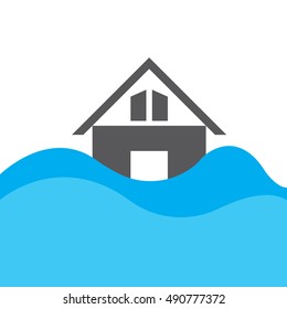 house in water flood-vector