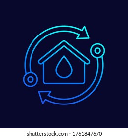 house and water line icon with arrows