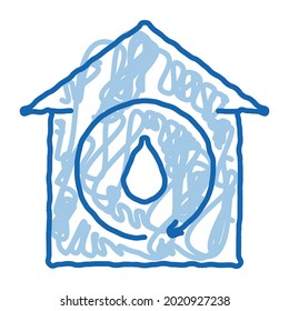 house water sketch icon vector. Hand drawn blue doodle line art house water sign. isolated symbol illustration