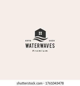 house water wave hipster vintage logo vector icon illustration