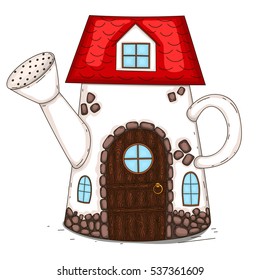 The house is in a watering can.