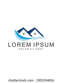 House Wave Logo Template
