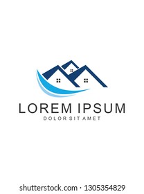 House Wave Logo Template