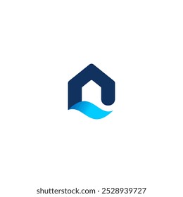 House wave real estate housing business roofing sign design abstract monogram logo