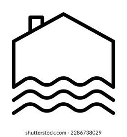 House and waves vetor icon design. Real estate flat icon.