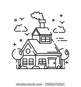 House Weather Outline Icon, Vector illustration