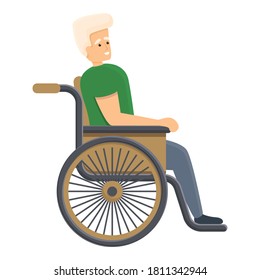 House wheelchair boy icon. Cartoon of house wheelchair boy vector icon for web design isolated on white background