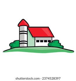 House with a white stone tower. Farm vector