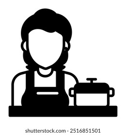 House Wife Glyph Icon, Vector illustration