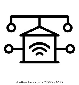 House wifi icon outline vector. Computer stay. Home virtual