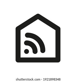 House with Wi-Fi symbol. Vector icon on white background.